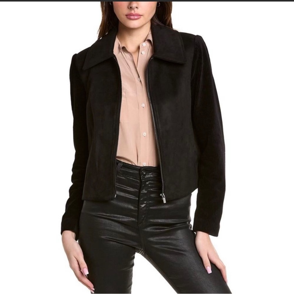 NWT - Size S - BCBGMAXAZRIA Faux Suede & Corduroy Contrast Sleeve Jacket